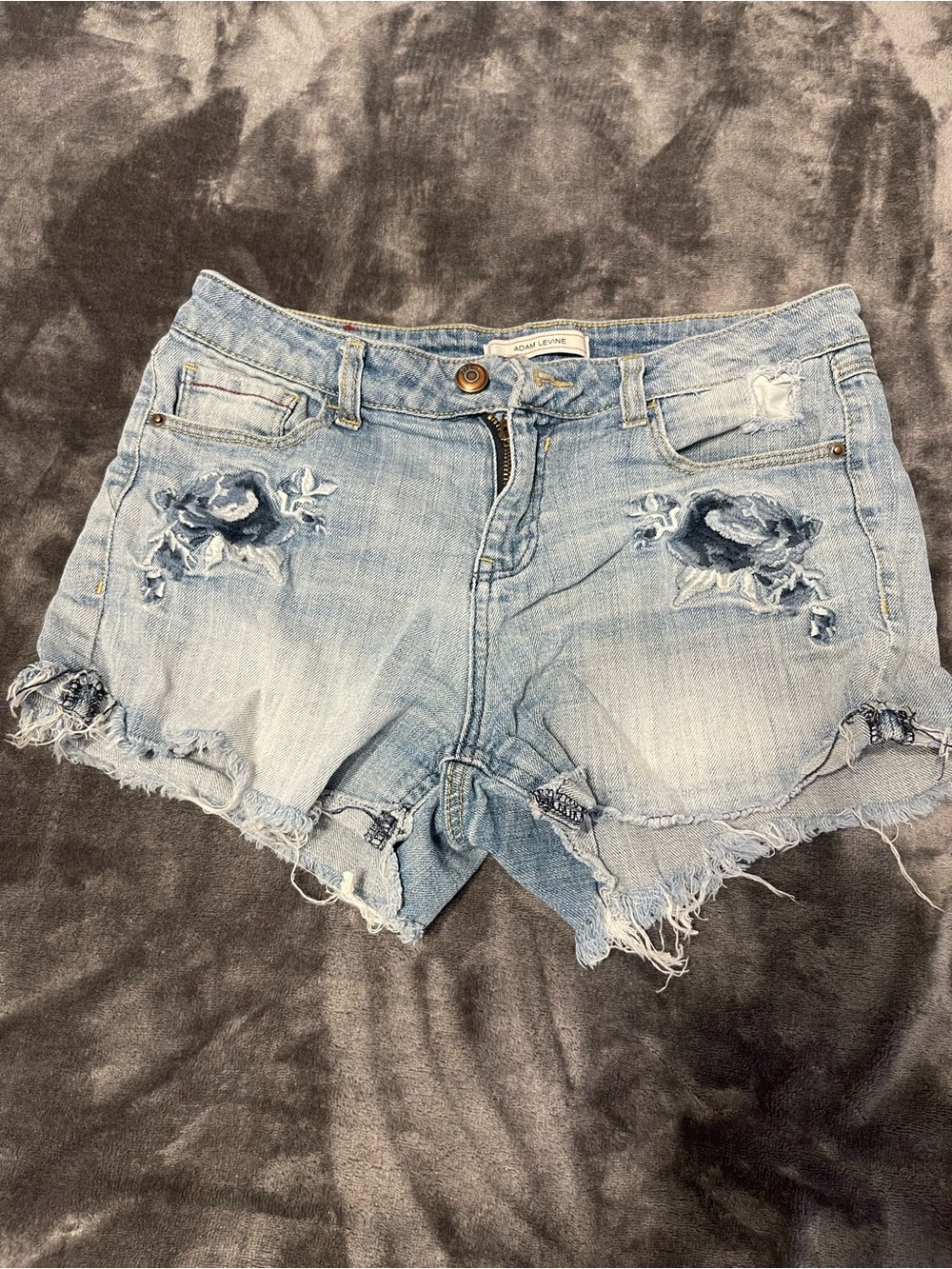 Y2k Adam Levine Collection Light Wash Distressed Denim Shorts - Light Blue
